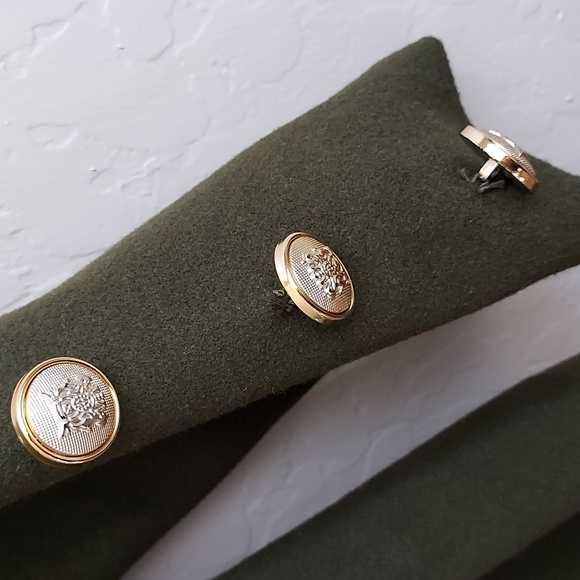 Olive Green Gold Detail Shein Long Coat - Picture 2 of 4